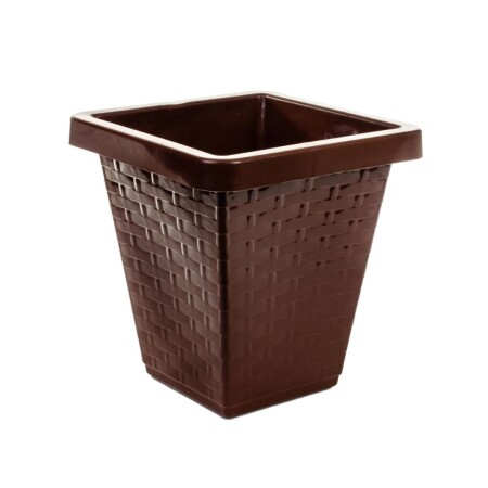 MACETA CUADRADA RATTAN MARRON N30 14LTS 00895 MARRÓN