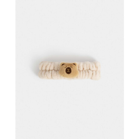 Vincha Textil Con Osito Marron Beige