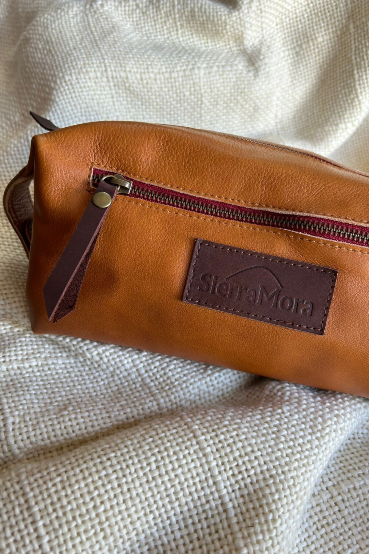 Necessaire de Cuero Honey Red Zip
