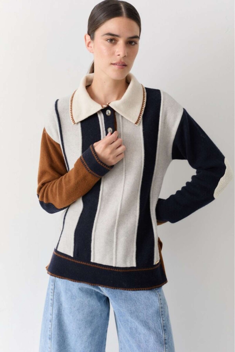 Pre Venta Buzo Olimpico - Azul, Crudo Y Chocolate 