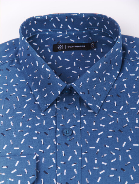 Camisa m/l estampada blue