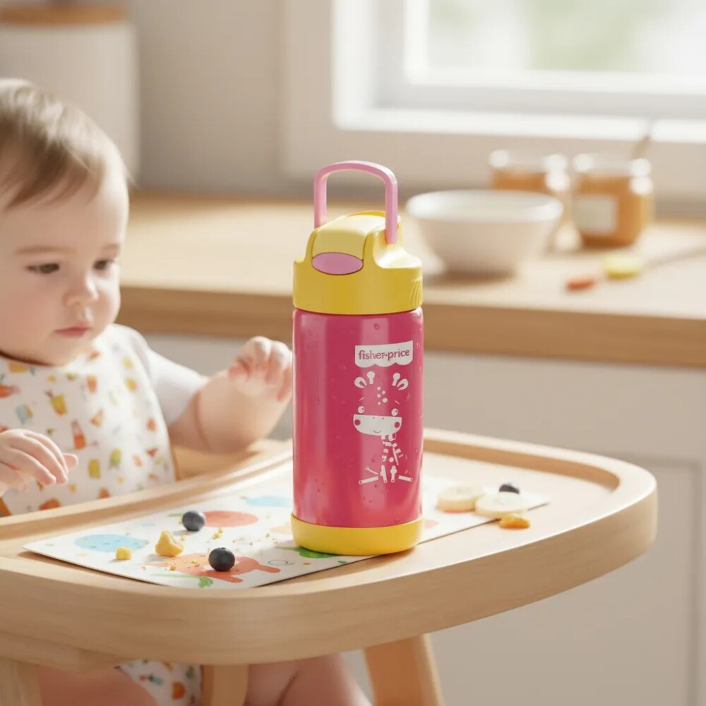 Botella termico acero inoxidable fisher price rosado