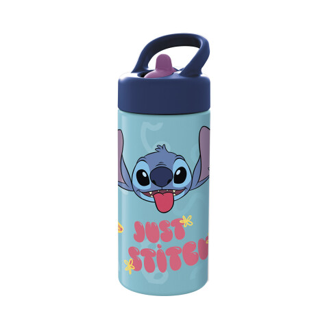 Botella Plástica con Pajita Stitch 410 ml U