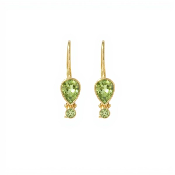 Caravanas Noel-Plata rodinada con micra oro 18k-Piedra Peridoto-CA2016 conpiedra