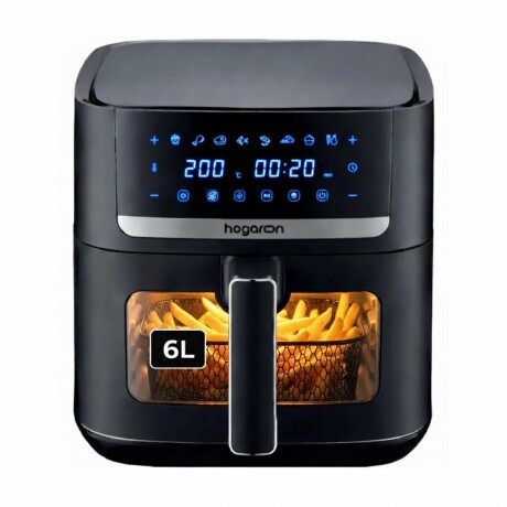 Freidora de Aire HOGARON 1500W Capacidad 6L Panel Digital Y Visor Freidora de Aire HOGARON 1500W Capacidad 6L Panel Digital Y Visor