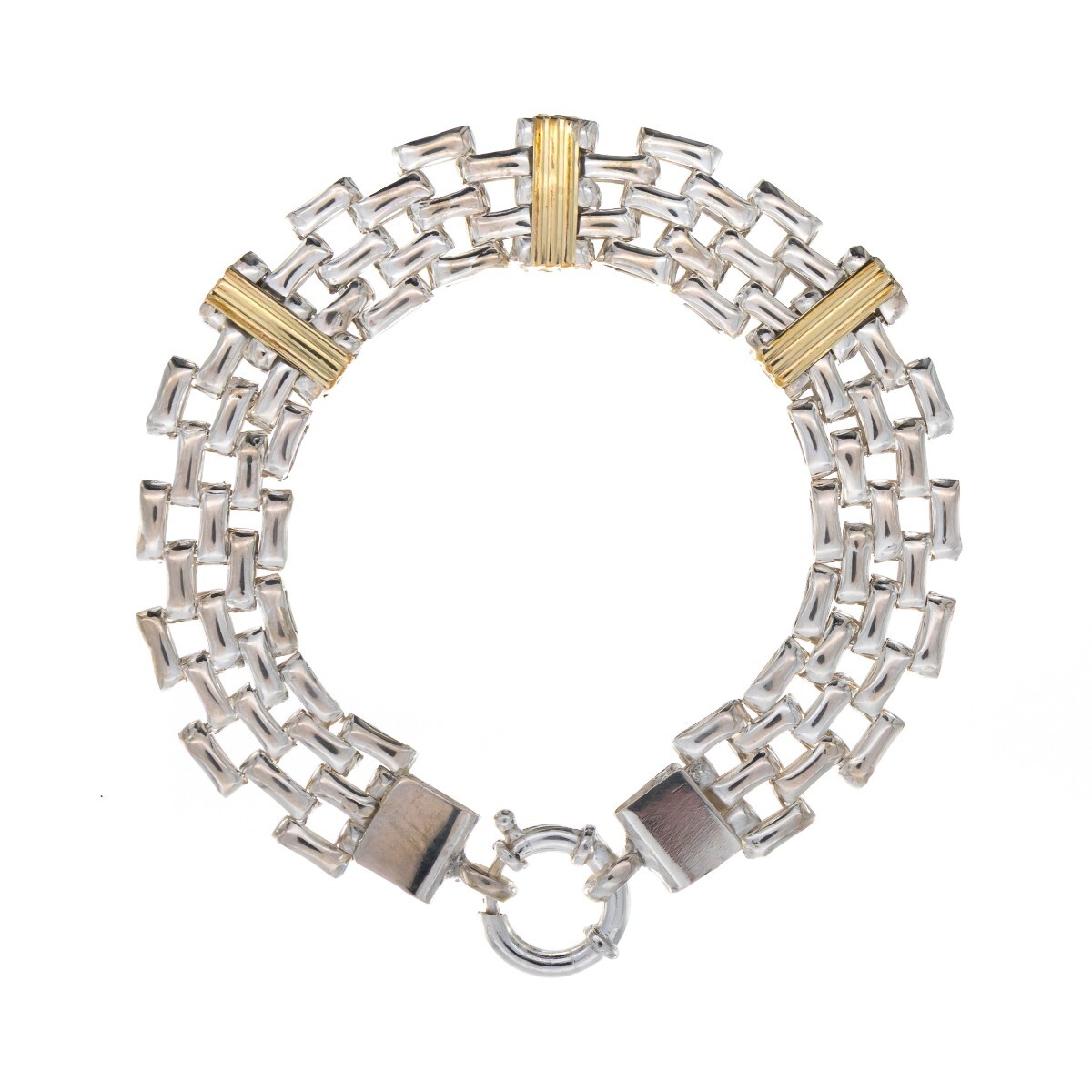 Pulsera de plata 925 y double en oro 18 ktes, PANTER. 