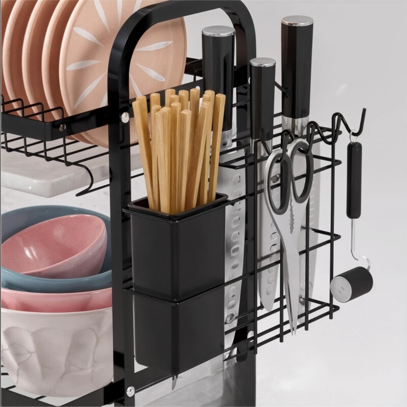 Escurridor de 3 niveles para mesada NEGRO
