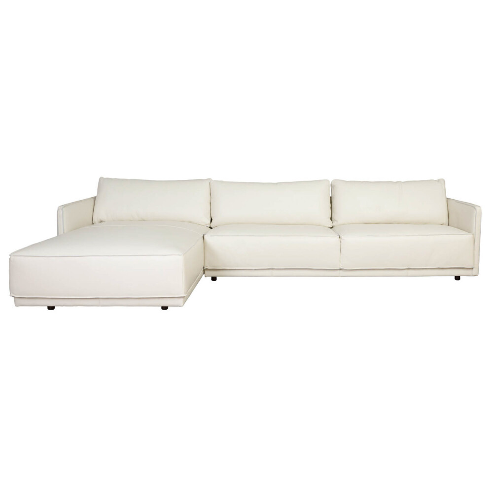 SILLÓN C/CHAISE 3 CUERPOS CUERO-100-NATURAL BLANCO ROMEO TP2 GRANO IZQUIERDO