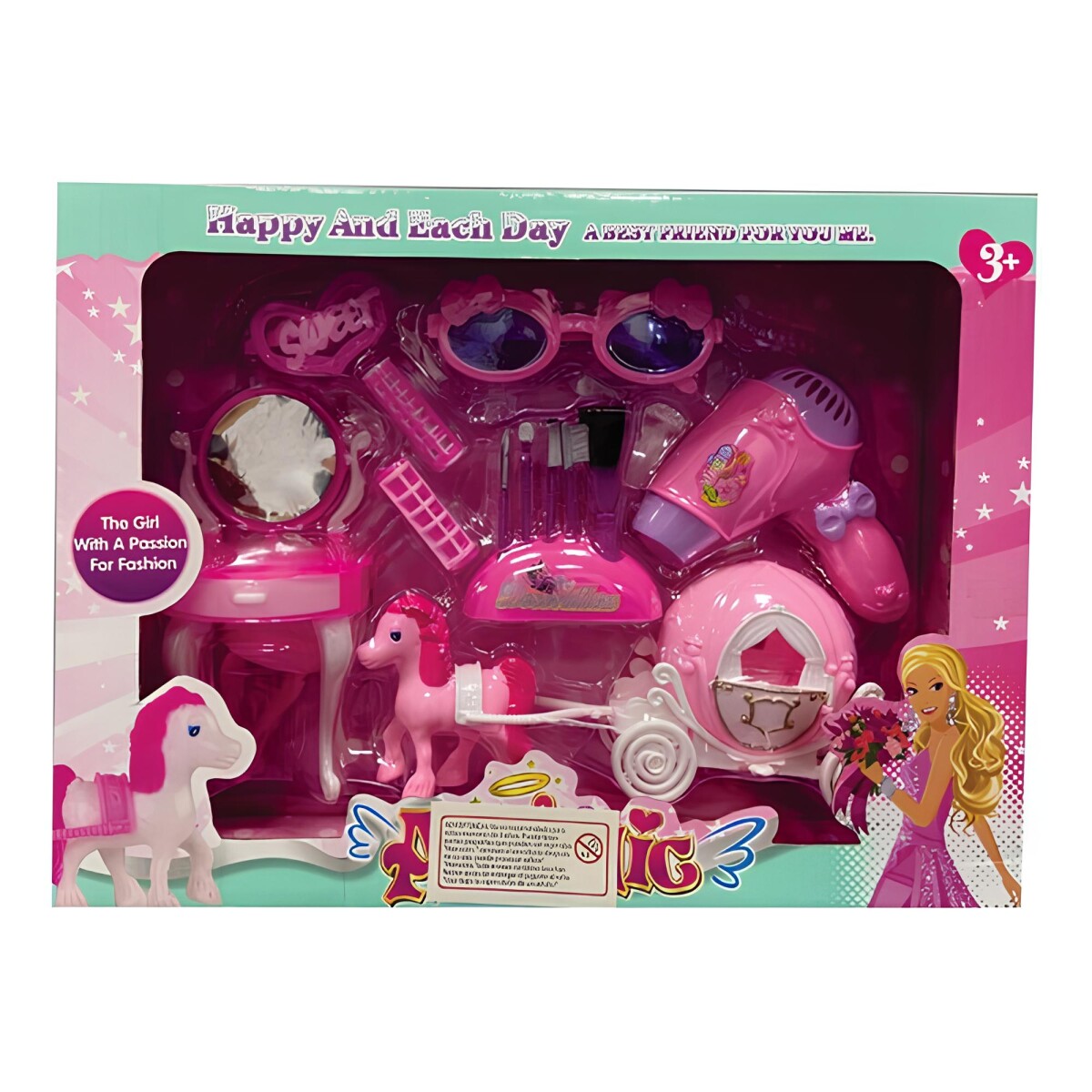 Set de belleza de juguete con accesorios 