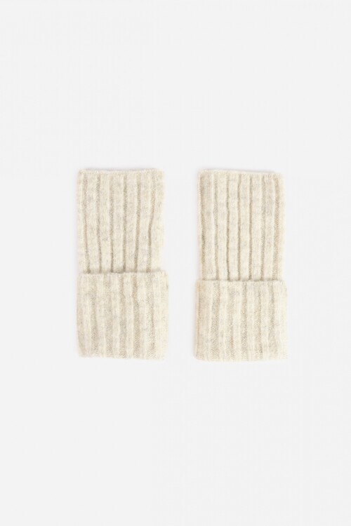 Guantes de tela mitón beige claro