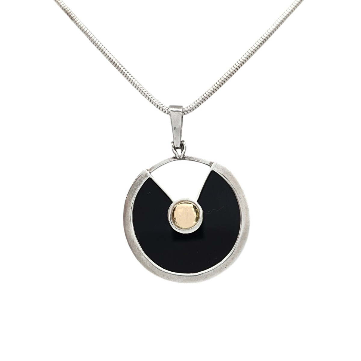 Dije colgante Cartier- Plata 925 y Oro - Ónix - CP5446 - conpiedra 