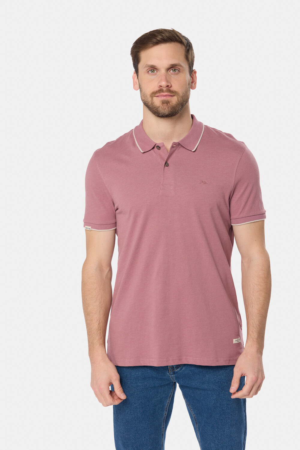 REMERA POLO JERSEY RAYADA Rosa
