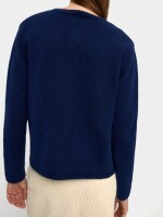 Cárdigan De Punto Con Volantes azul-marino