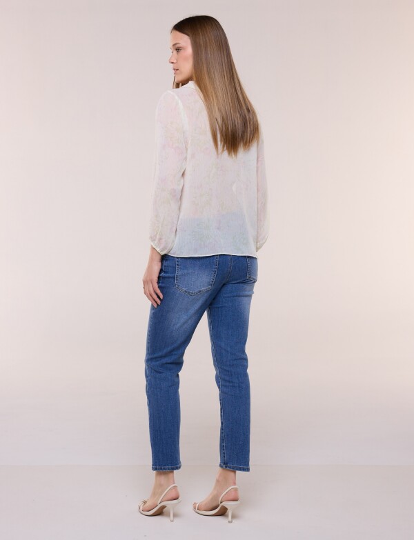 Blusa Gasa Traslucida Estampada CRUDO/MULTI