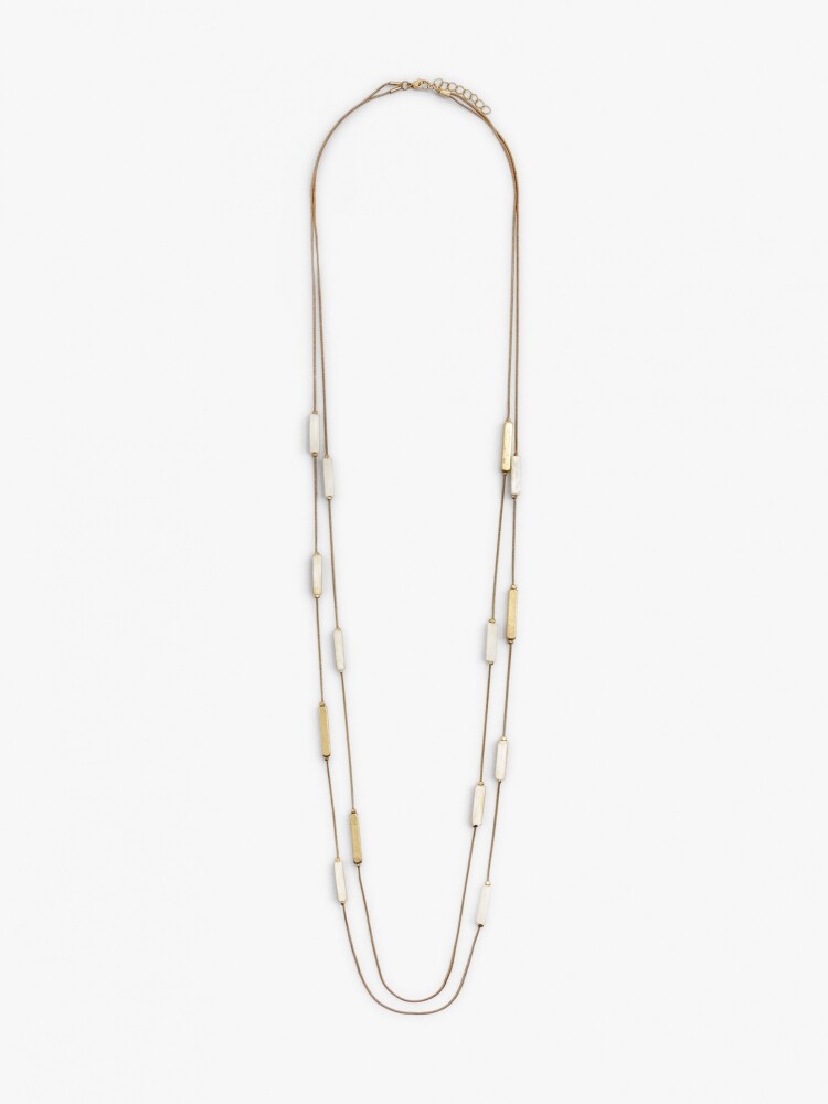 Collar Largo Doble Con Barras beige