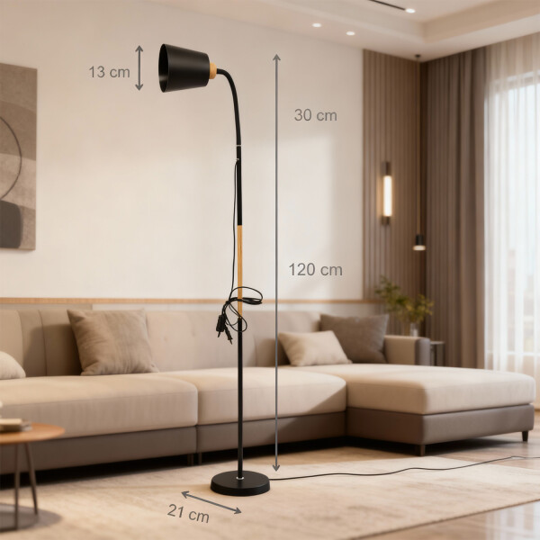 Lámpara De Pie Moderna Nórdica Para Living Con Brazo Flexible de 1.5 Metros Imback Color Negro Lámpara De Pie Moderna Nórdica Para Living Con Brazo Flexible de 1.5 Metros Imback Color Negro