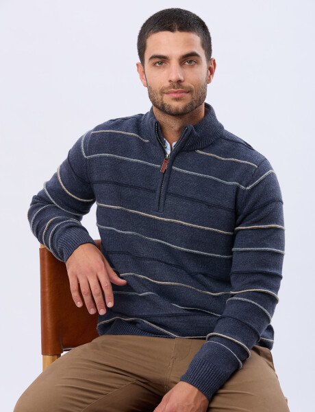 BUZO ALGODÓN TEJIDO 1/2 CIERRE Piedra