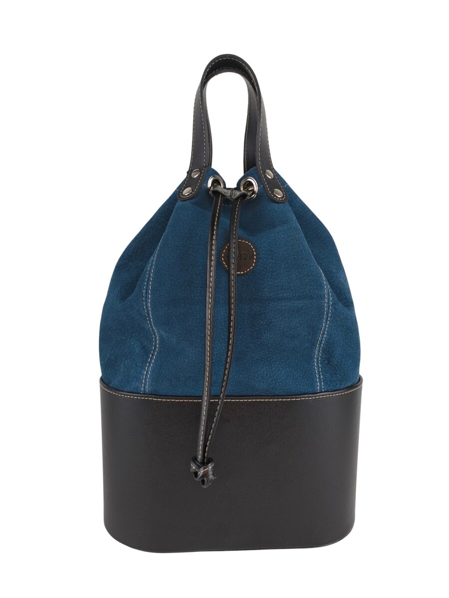 Matera bolso con división en cuero - Azul 