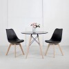Juego de comedor Con Mesa Circular de 80 cm + 2 sillas Eames Acolchonadas Blanco