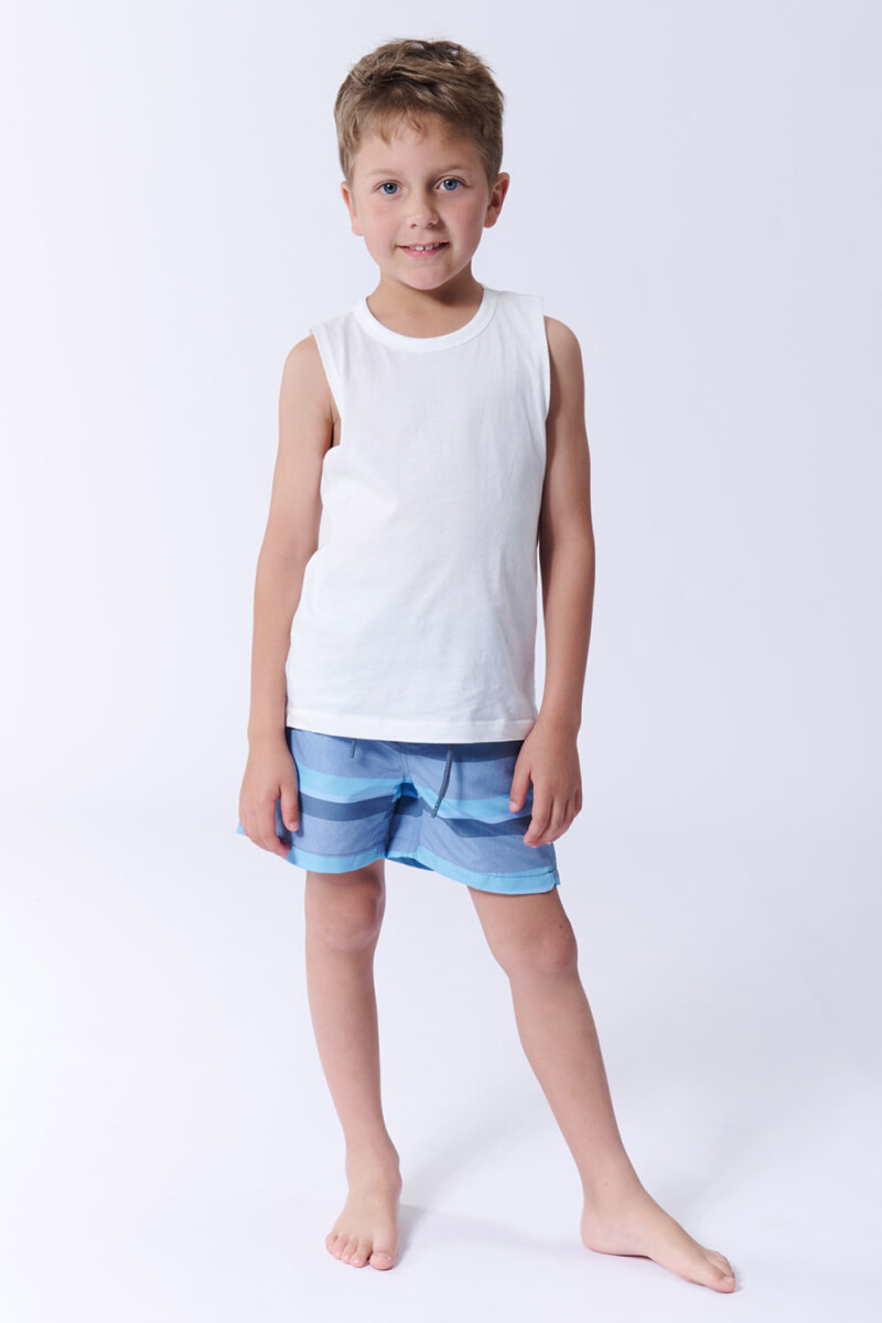 Short de baño estampado - Bloques Celeste 