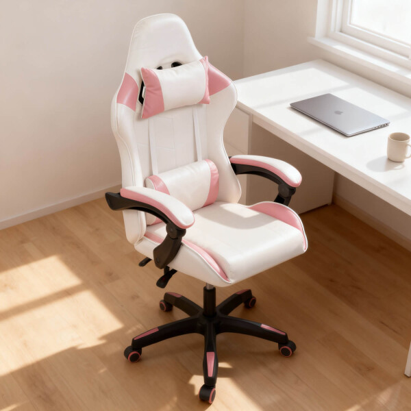 Silla Gamer Ergonomica Escritorio Reclinable Soporta 200kg Imback Blanco con Rosa Silla Gamer Ergonomica Escritorio Reclinable Soporta 200kg Imback Blanco con Rosa