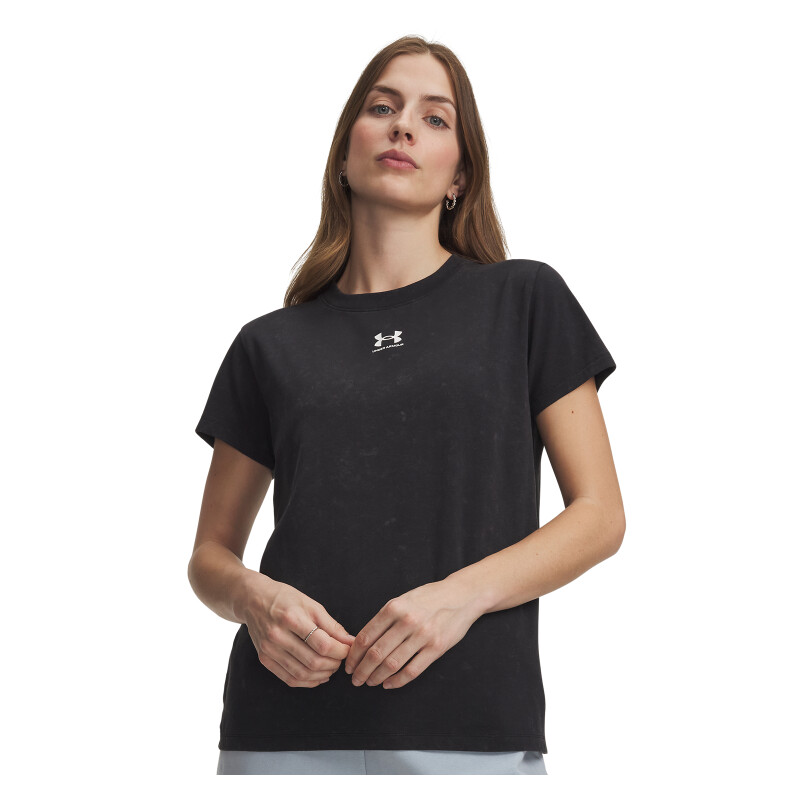 Remera UA Rival Cotton Wash SS Mujer 6013562-001 Negro