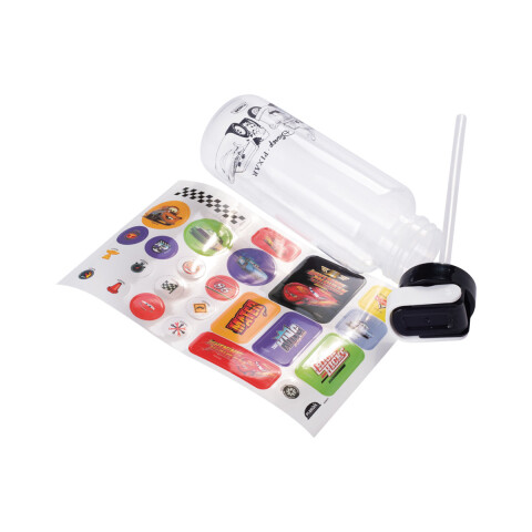 Botella Plástica Fun Cars 600 ml con Adhesivos U