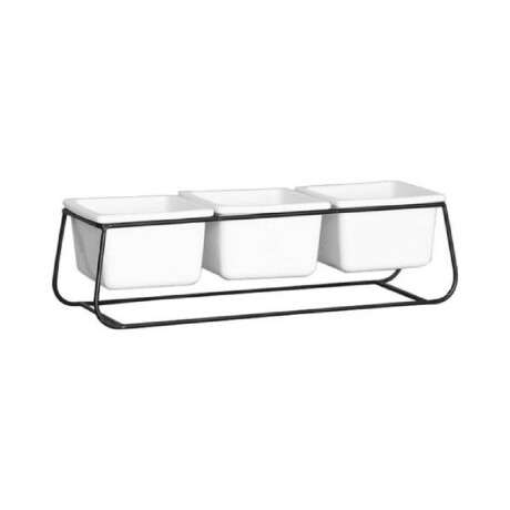 Set de 3 macetas Selecta en cerámica con base de metal Negra