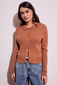 Cardigan Cuello Polo Mocha