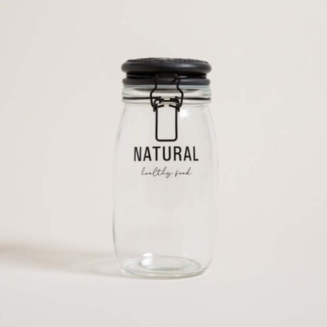Frasco Recipiente Natural 1.5Lt en Vidrio y Tapa Cerámica Negro