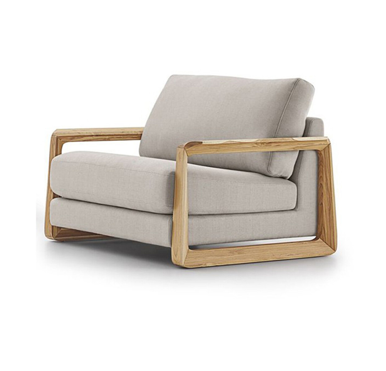 Sofa 1 cuerpo - Madera cinamomo - Tela tramada Beige 