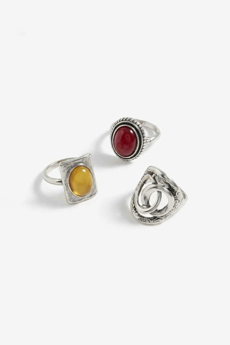 Set de 3 anillos Alma lavada plateado