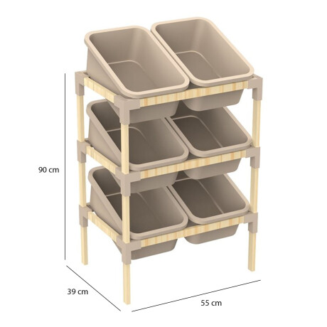 Estantería Organizadora Rack 6 Cajones 90x55x39Cm Madera PP Beige