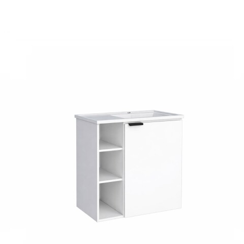 Mueble de baño suspendido Hortensia Blanco 62 cm con bacha de resina Mueble De Baño Suspendido Hortensia Blanco 62 Cm Con Bacha De Resina