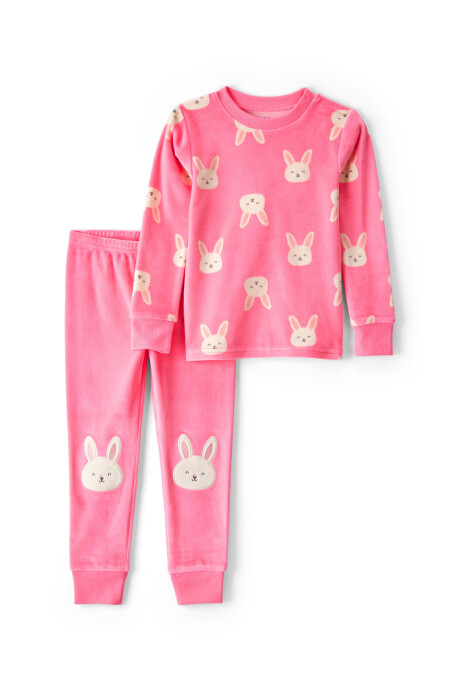 Pijama dos piezas de DreamPlush, remera y pantalón, diseño conejos Sin color