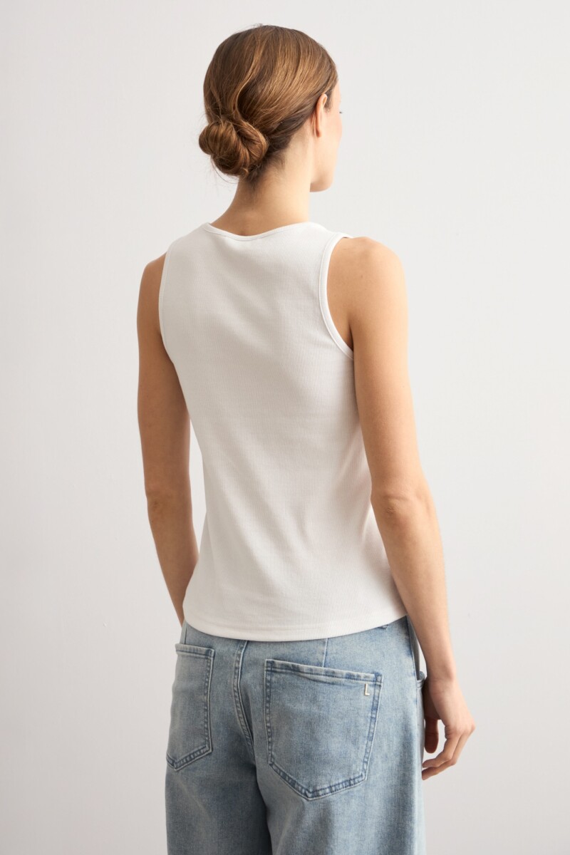 Top canalé blanco