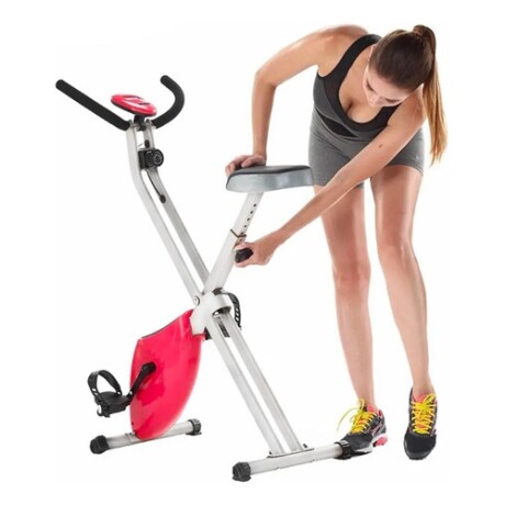 Bicicleta Fija Ergométrica Plegable Altura Ajustable Rojo