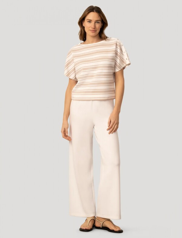 Remera Botones En Hombro MULTI/BEIGE