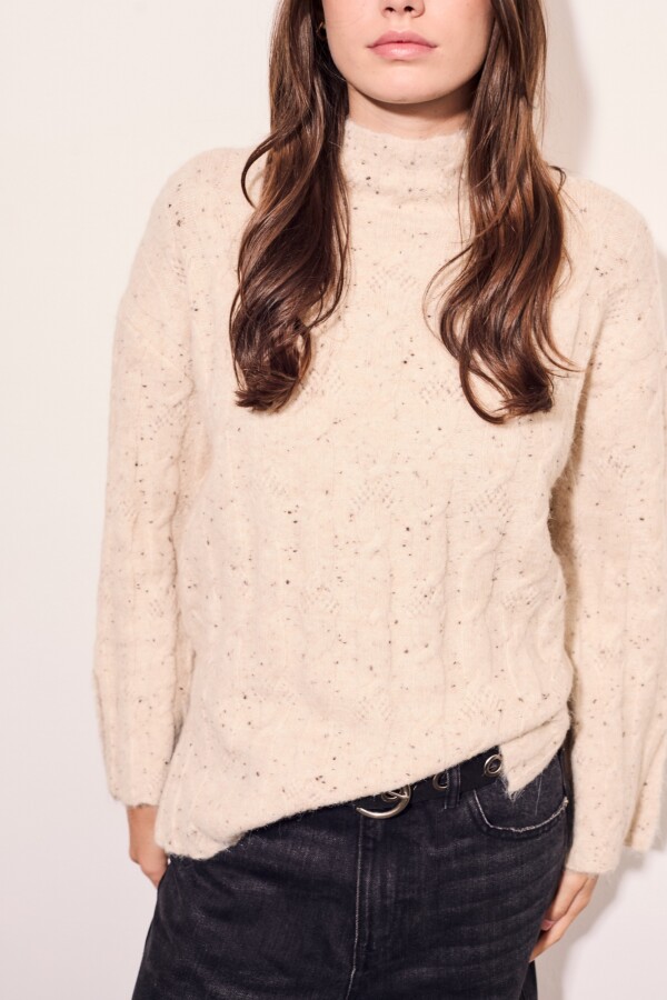 Polera Texturada Bouttonne Beige Melange