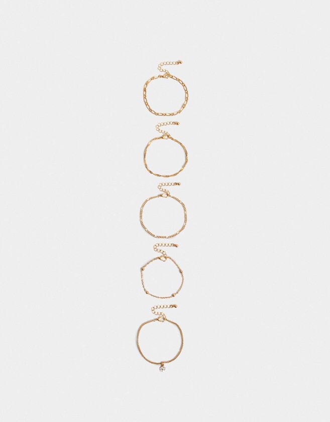 Pulseras Flexibles Sets Multi Cadenas Pulseras Flexibles Sets De Metal - Dorado