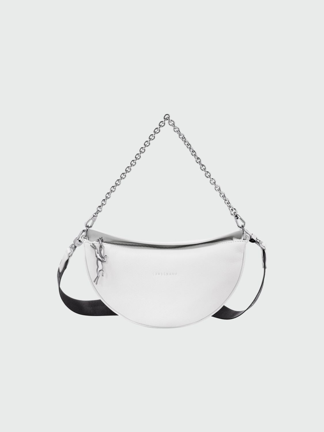 Longchamp -Cartera pequeña de cuero, Smile Negro con Logo