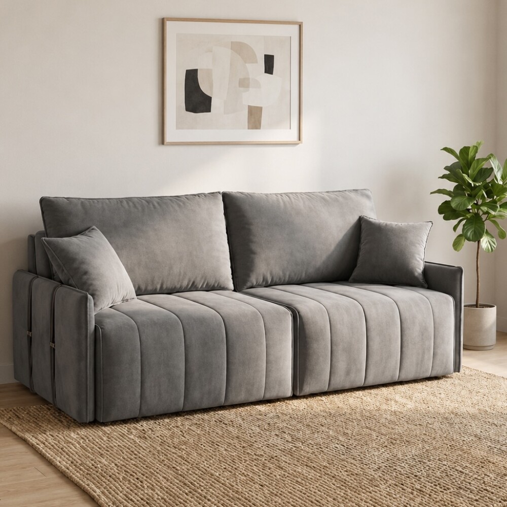 SILLÓN SOFÁ DOMINI 2 CUERPOS RETRACTIL AJUSTABLE GRIS