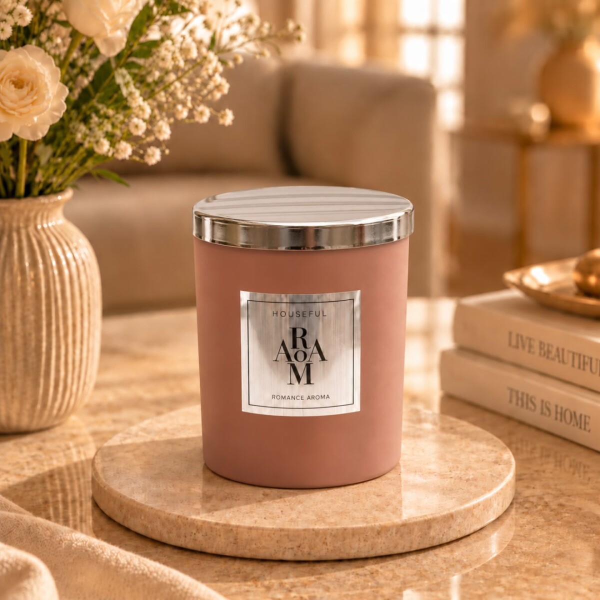 Vela Aromatica En Frasco De Vidrio Romance 8cm x 10cm 