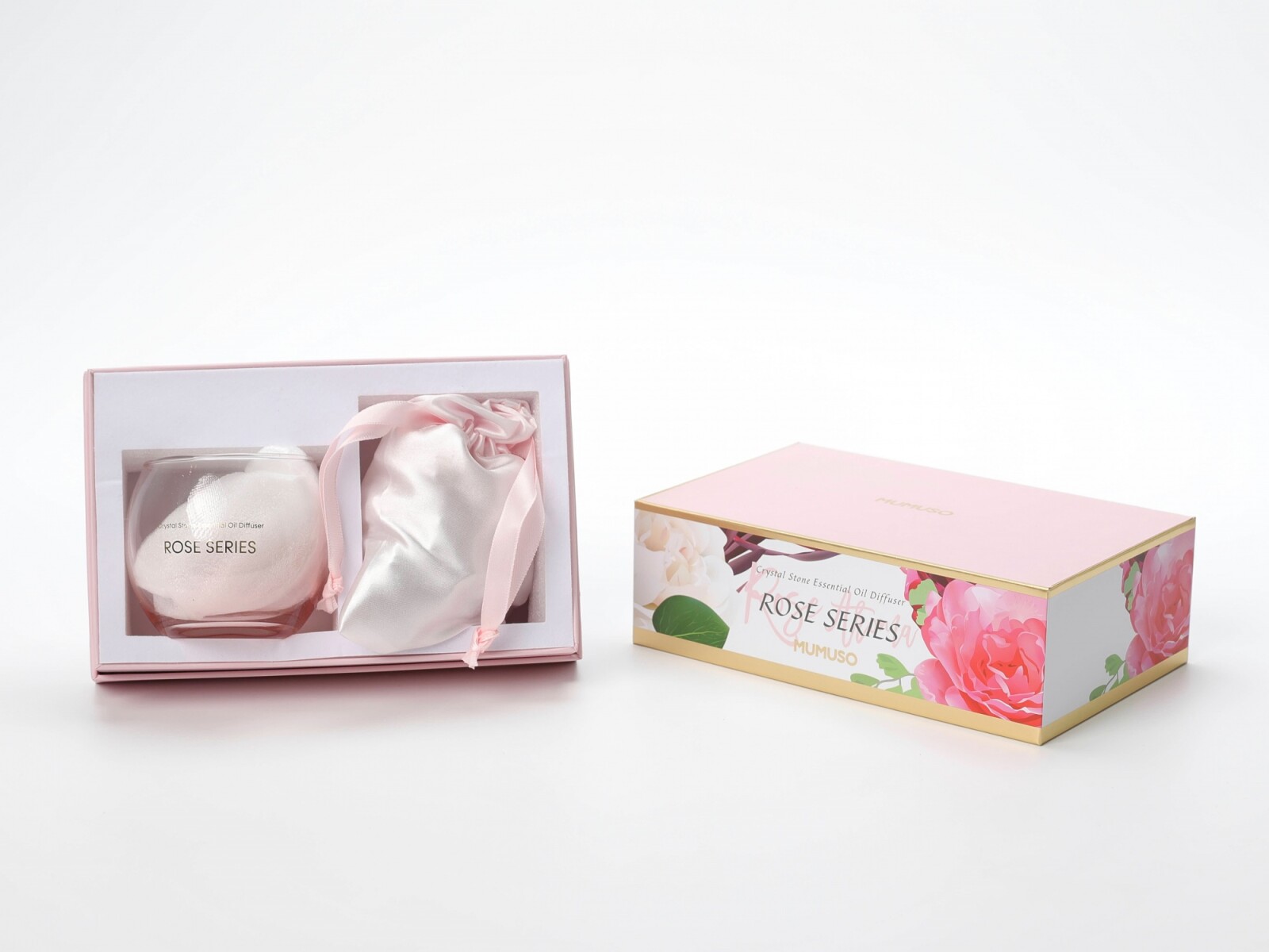 DIFUSOR DE ACEITES ESENCIALES DE PIEDRA DE CRISTAL SERIE ROSE (310 G DE PIEDRA D 