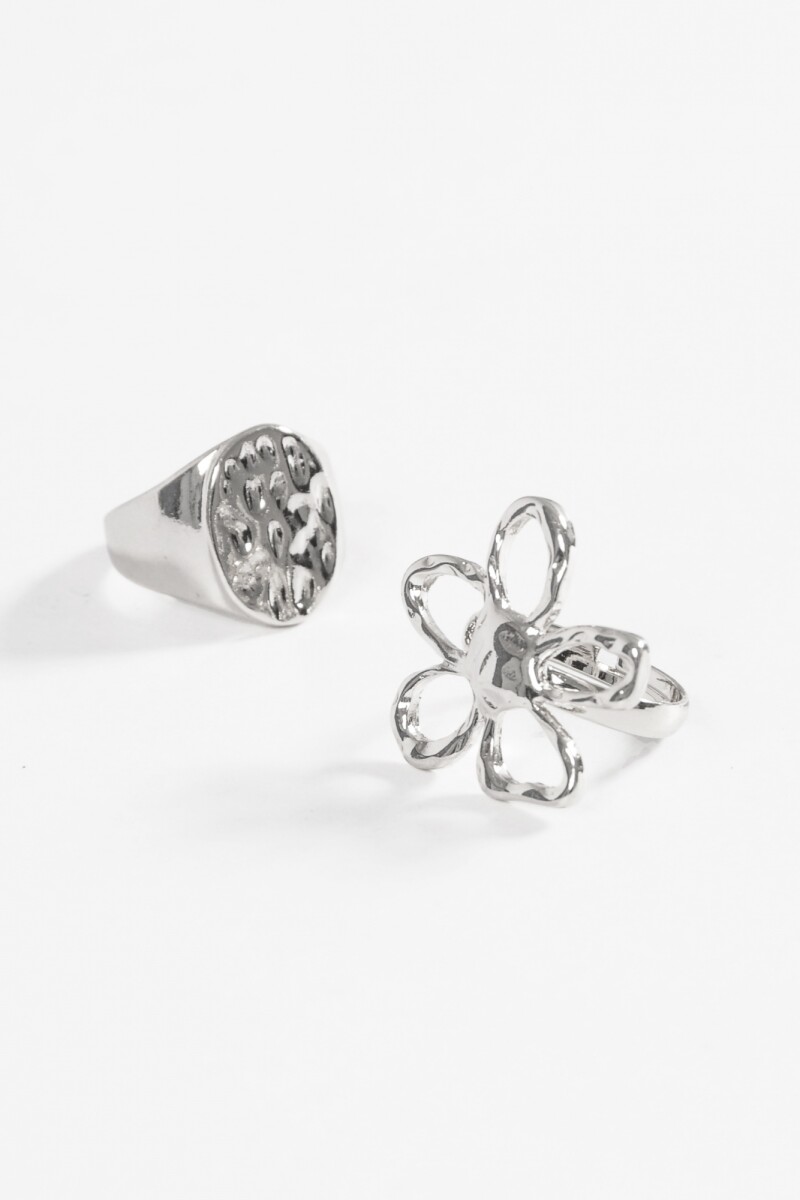 Set de anillos machacados plateado