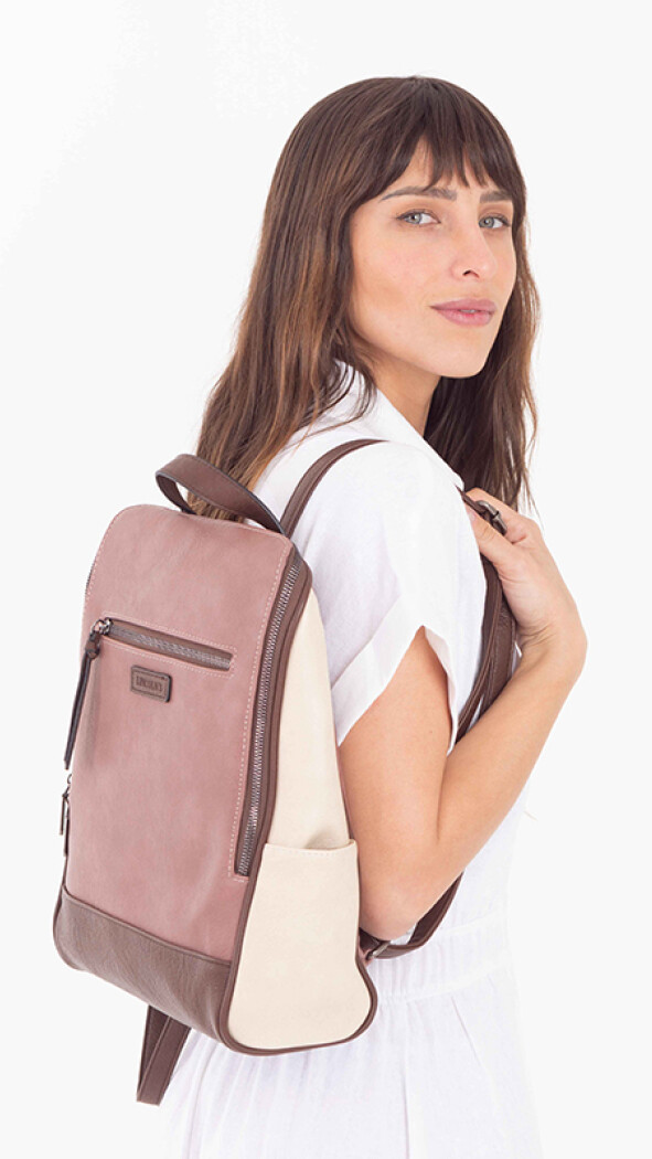 MOCHILA QUEEN MAUVE TABACO Y MANTECA