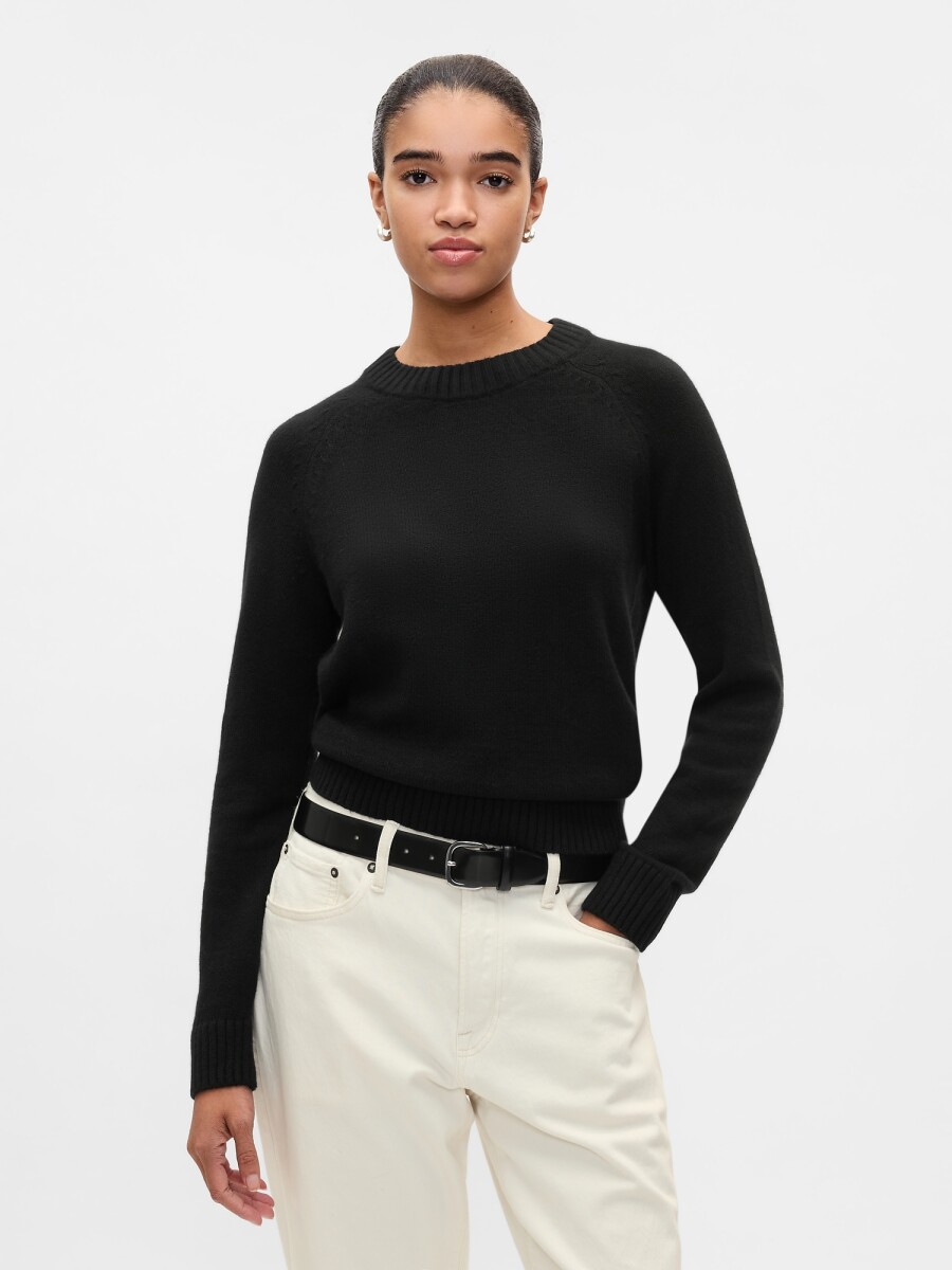 Buzo Cashsoft Cuello Redondo Mujer - Black 