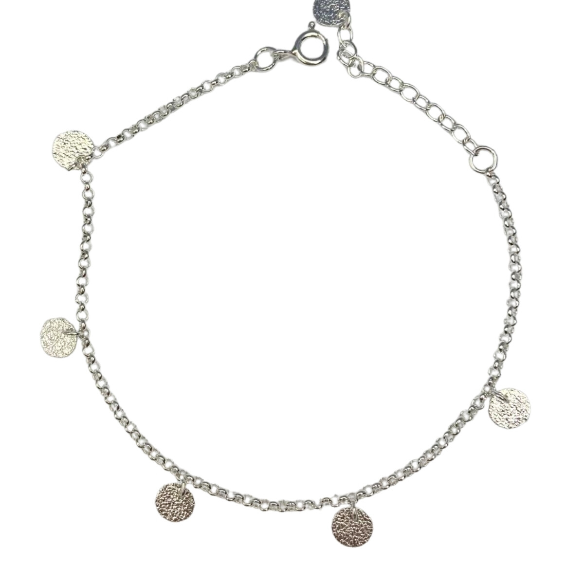 PULSERA DE PLATA CON ADORNOS CIRCULARES , LARGO 18+3CM 