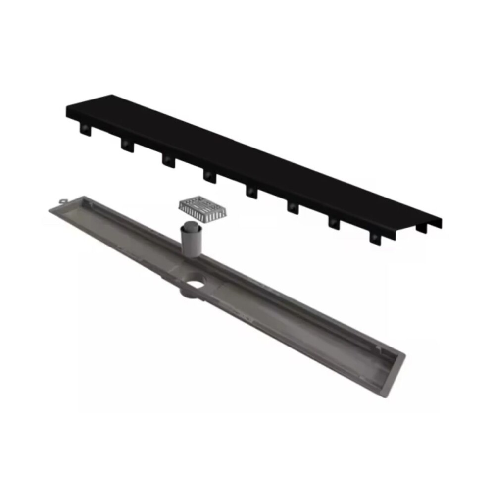 ELLEVE Receptaculo tapa inox negro mate 50cm salida central Versatile Elleve Receptaculo Tapa Inox Negro Mate 50cm Salida Central Versatile