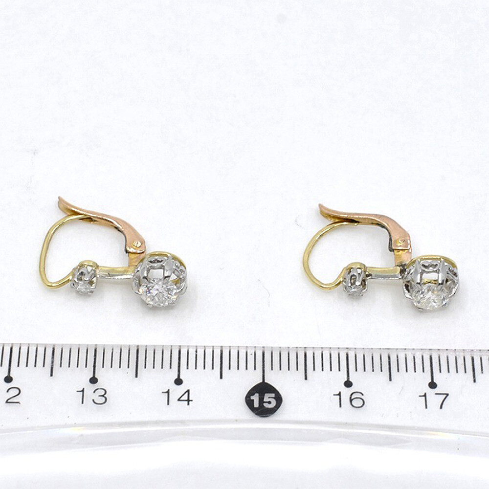 Caravanas Antiguas En Oro 18K Y Brillantes Caravanas Antiguas En Oro 18K Y Brillantes